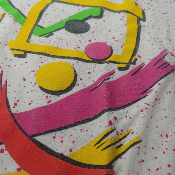 Vintage The Body Co Unisex 2XL Single Stitch T Shirt Geometric Paint Splash Pink - Picture 7 of 11